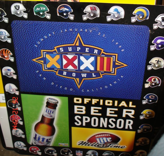 321 Super Bowl 32 Miller Lite Metal Sign